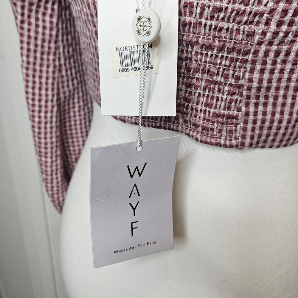NWT Wayf Digby Front Tie Crop Top Gingham Puff Sleeve Size XS Boho Cowgirl - Picture 5 of 10